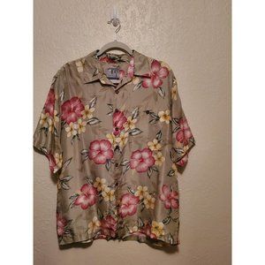 Silk Traders Button Up Shirt  Sz Small  Hawaiian Print 100% Silk